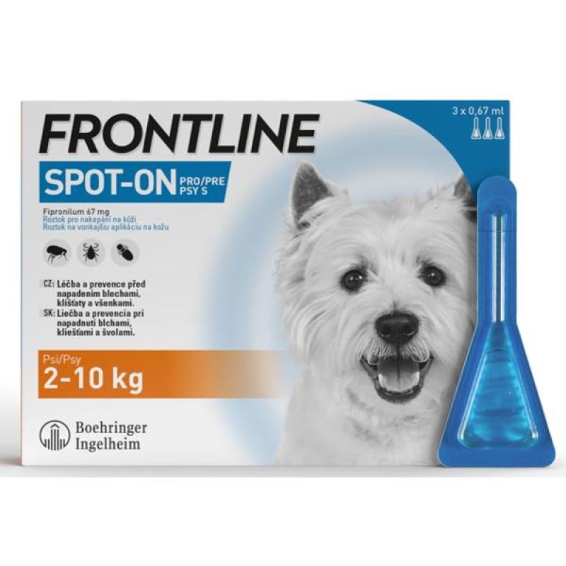 Frontline spot-on dog S a.u.v. sol 3 x 0,67 ml, 2-10kg