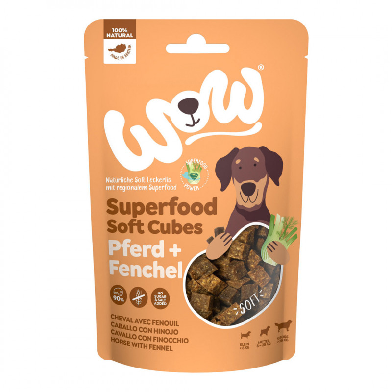 WOW pamlsky Superfood měkké kostky Koňské s fenyklem 150g