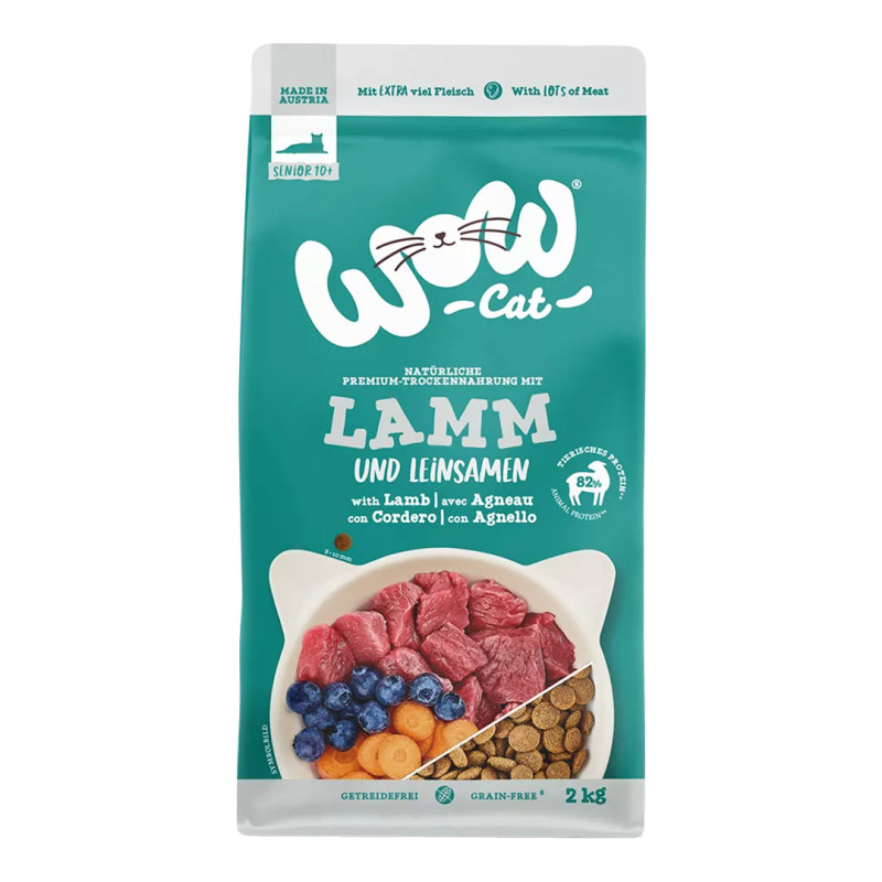 WOW Cat granule Jehněčí s borůvkami Senior  325g