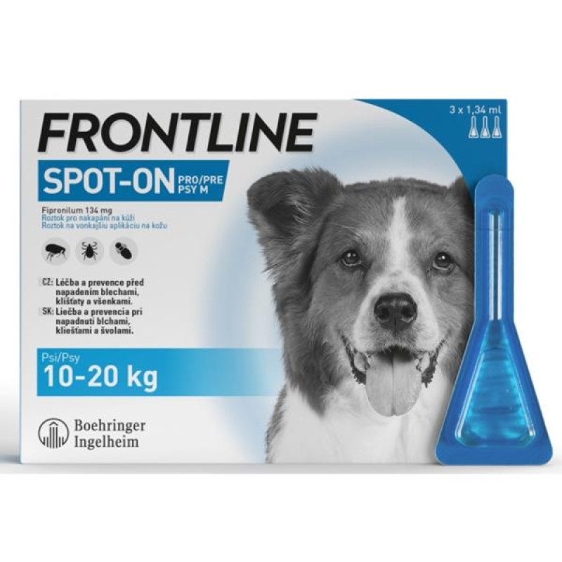 Frontline spot-on dog M a.u.v. sol 3 x 1,34 ml, 10-20kg