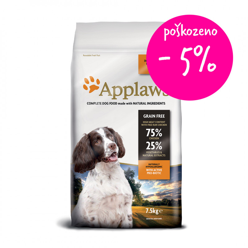 Applaws granule Dog Adult Small & Medium Breed Kuře 7,5kg - poškozené balení