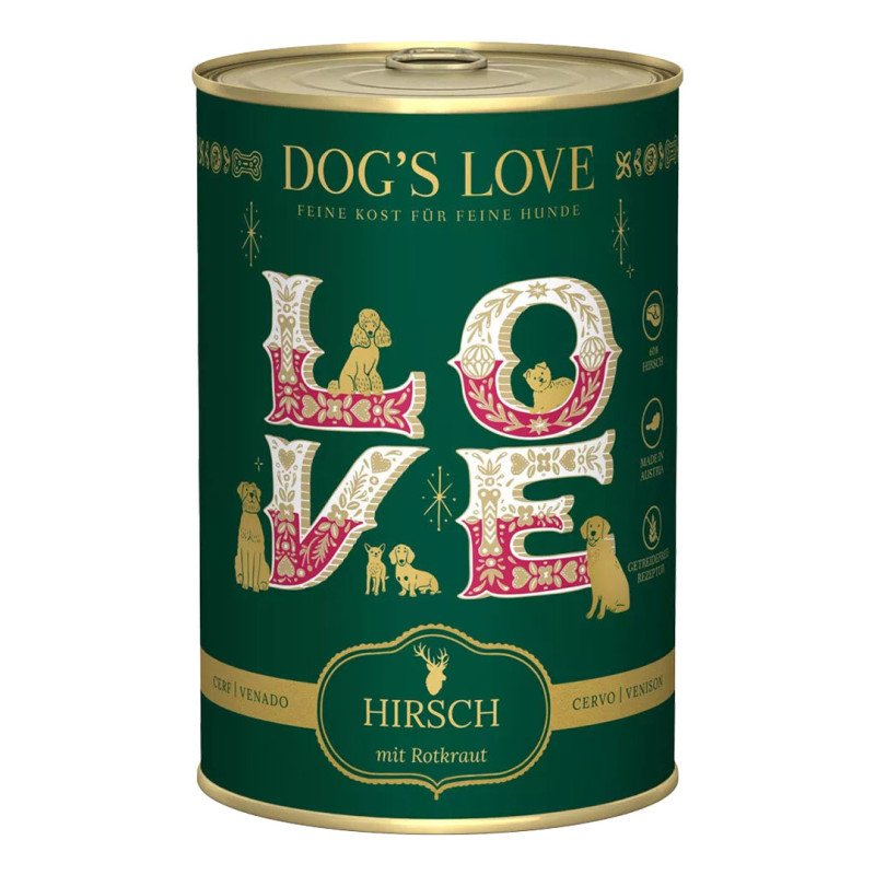 Dog's Love konzerva LIMITED zimní edice Jelen 400g 