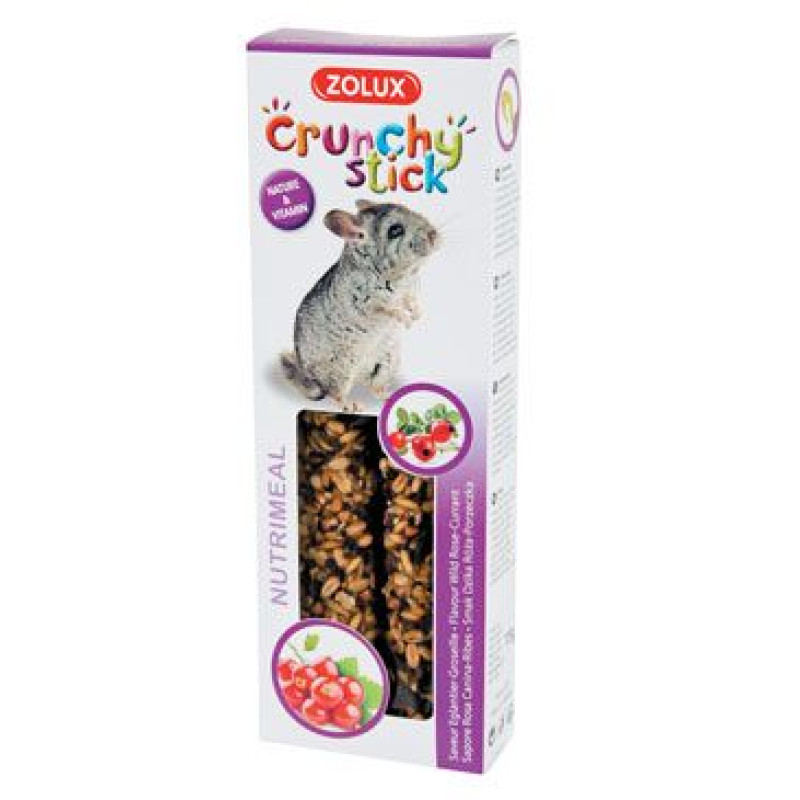 Pochoutka CRUNCHY STICK šípek/rybíz pro činčily Zolux