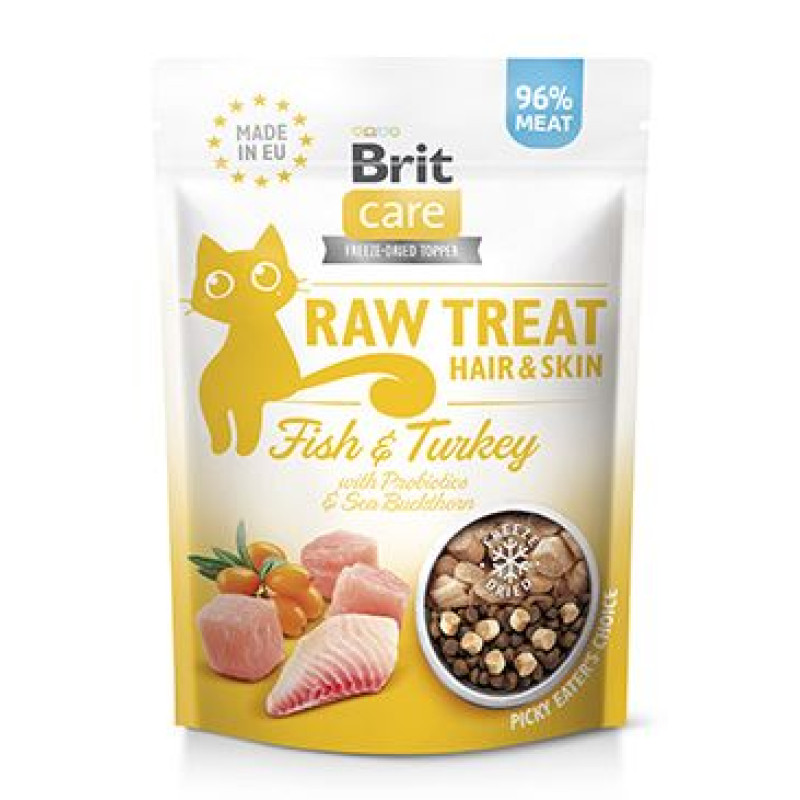 Brit Raw Treat Cat Hair&Skin, Fish&Turkey 40g