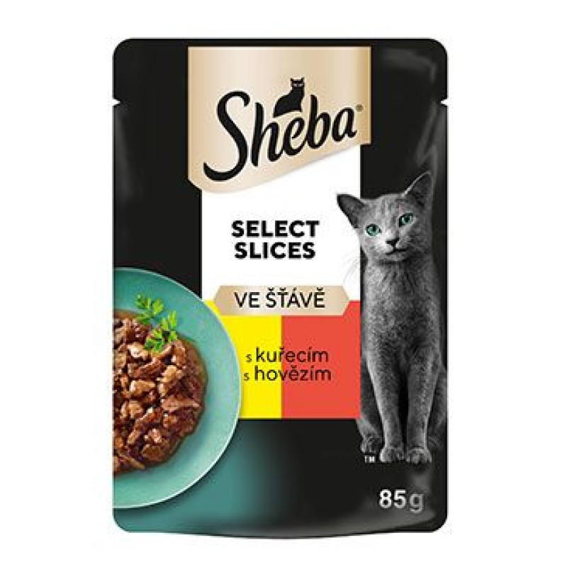 Sheba kapsa s kuřecím a hovězím ve šťávě 85g