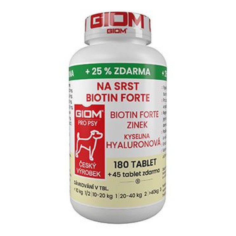 Giom S pes Na srst Biotin FORTE 180 tbl+25% zdarma