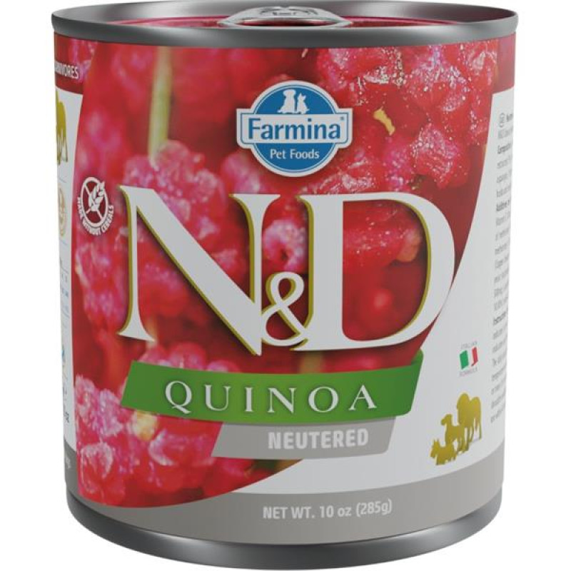 N&D QUINOA Dog konz. Pork Neutered 285 g