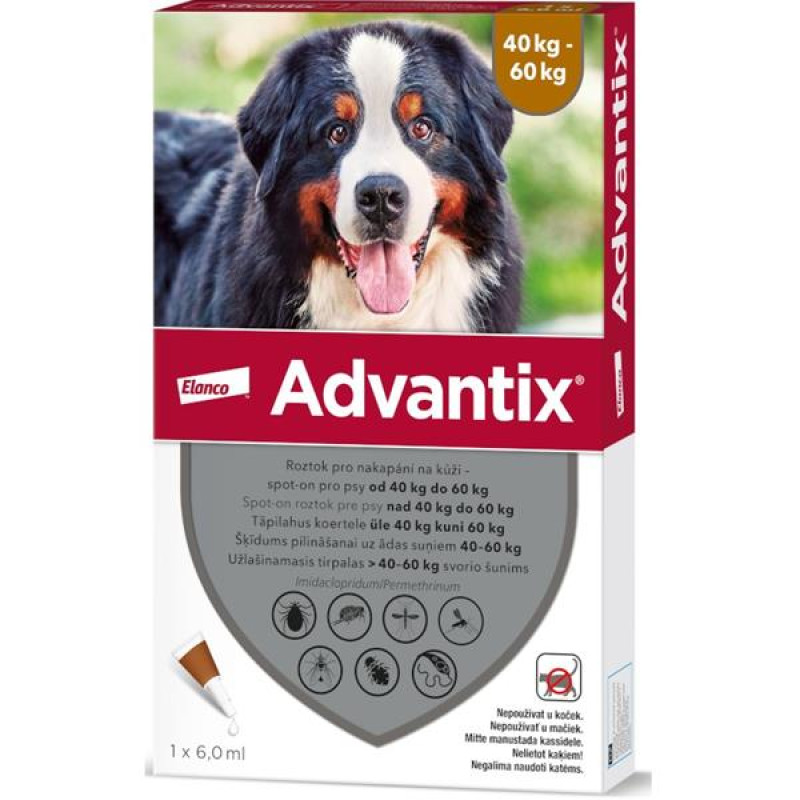 Advantix S.O. pes 40-60 kg a.u.v. hnědý sol 1 x 6 ml